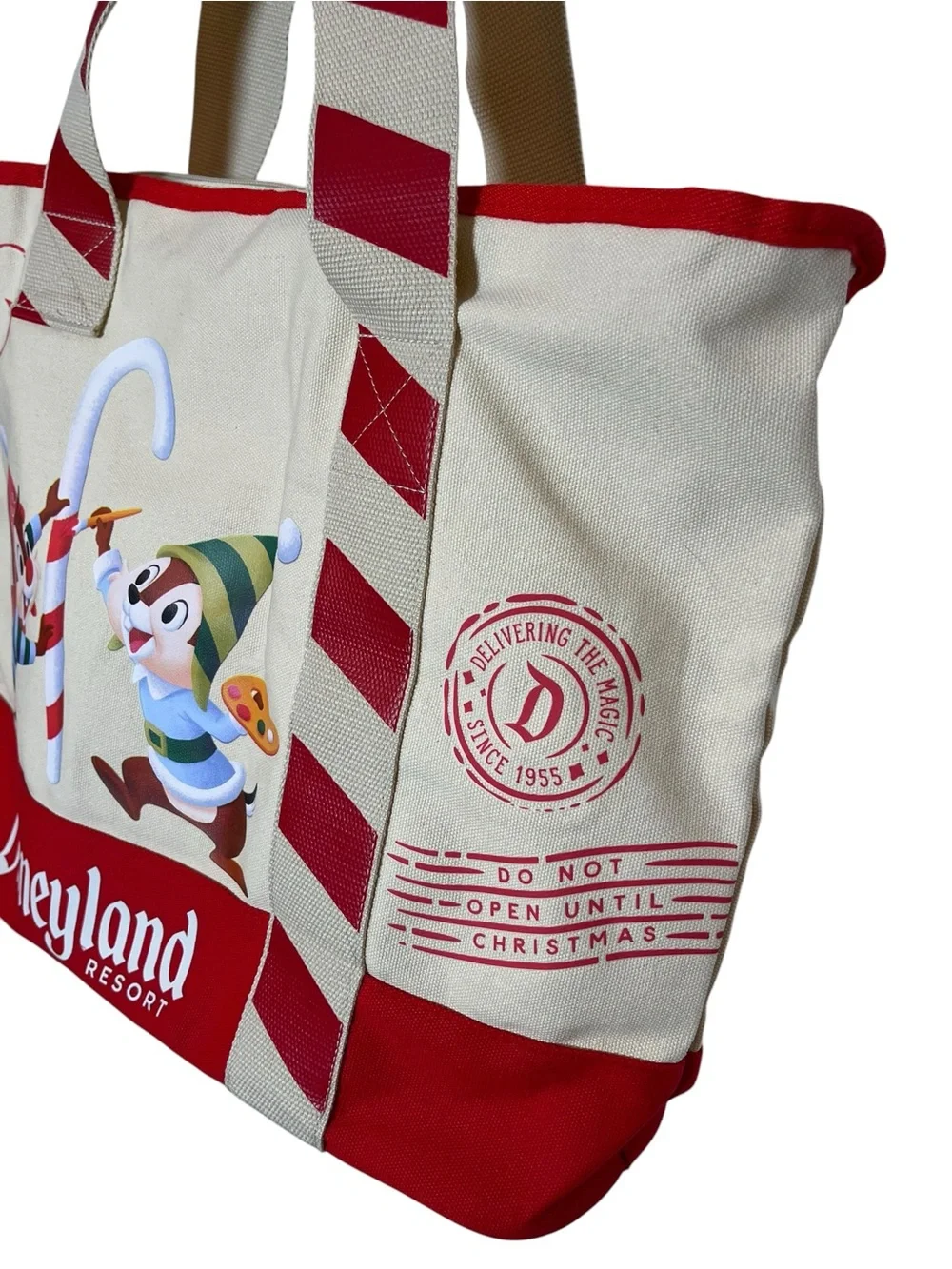 Disney Parks 2024 Holiday Chip 'n Dale Canvas Tote Bag NWOT